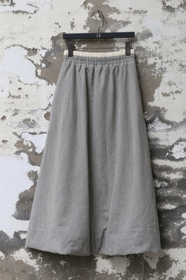 AVIVA JIFEI XUE 25 Autumn/Winter Round Neck Layered Balloon Top/Skirt AJX-FW25-LBS-DMCWD-Dove Microcheck Skirt
